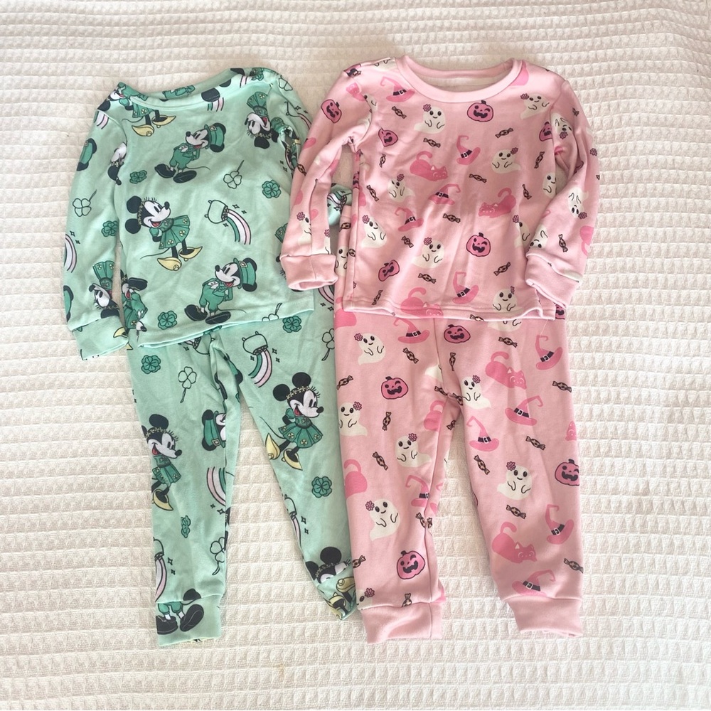 Disney Kids Pajama Sets - Green and Pink 3T